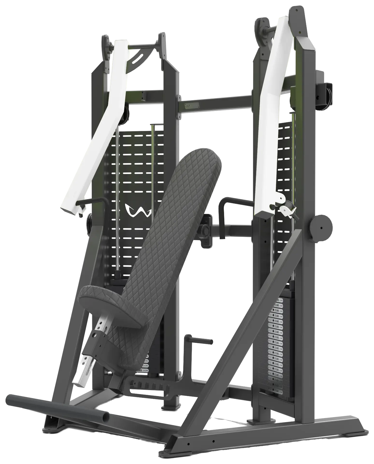 Watson chest press, matte black frame with gloss white arms