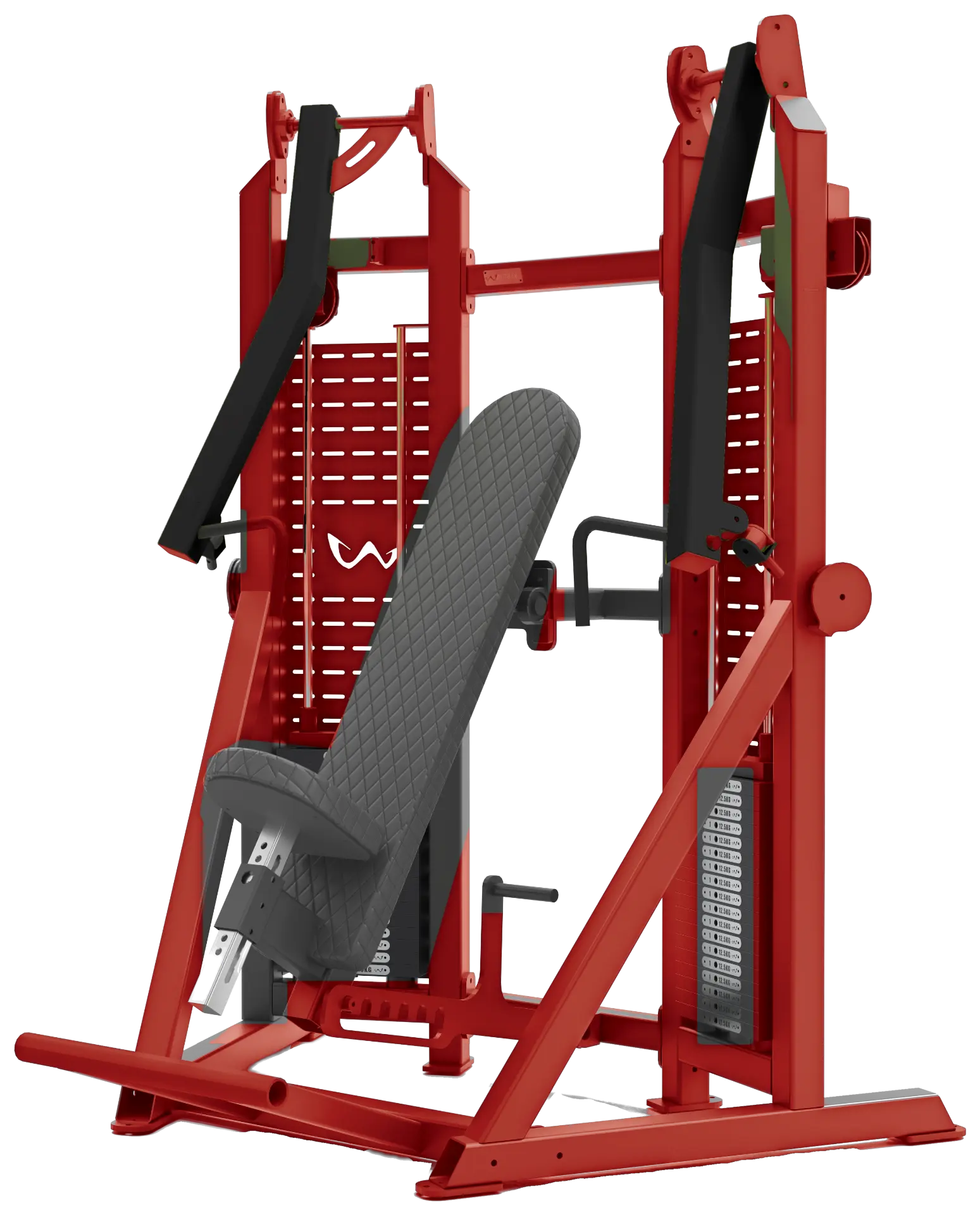 Watson chest press, crimson frame with matte black arms
