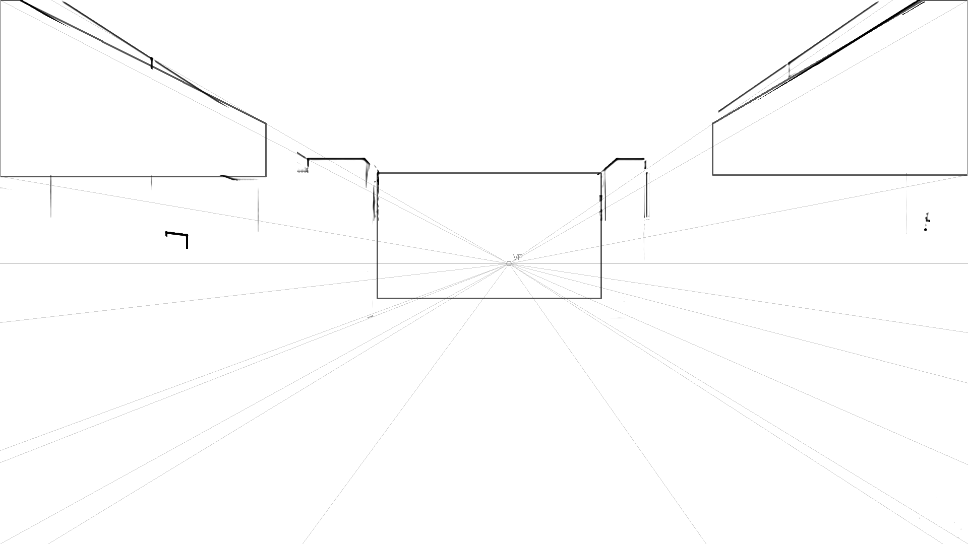 Gym design sketch: empty building shell with scaled floor plan