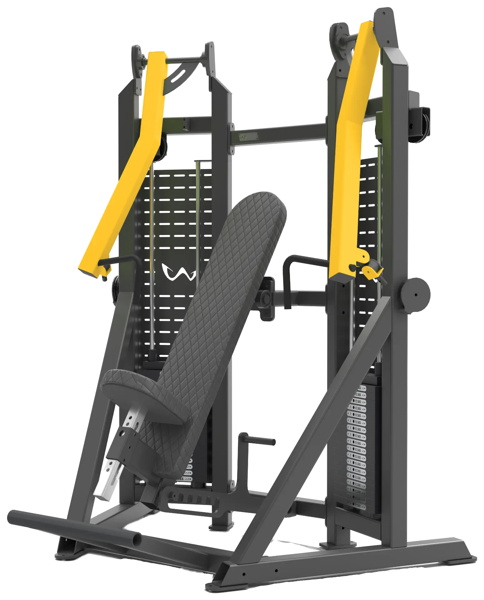 Watson chest press, matte black frame with racing yellow arms