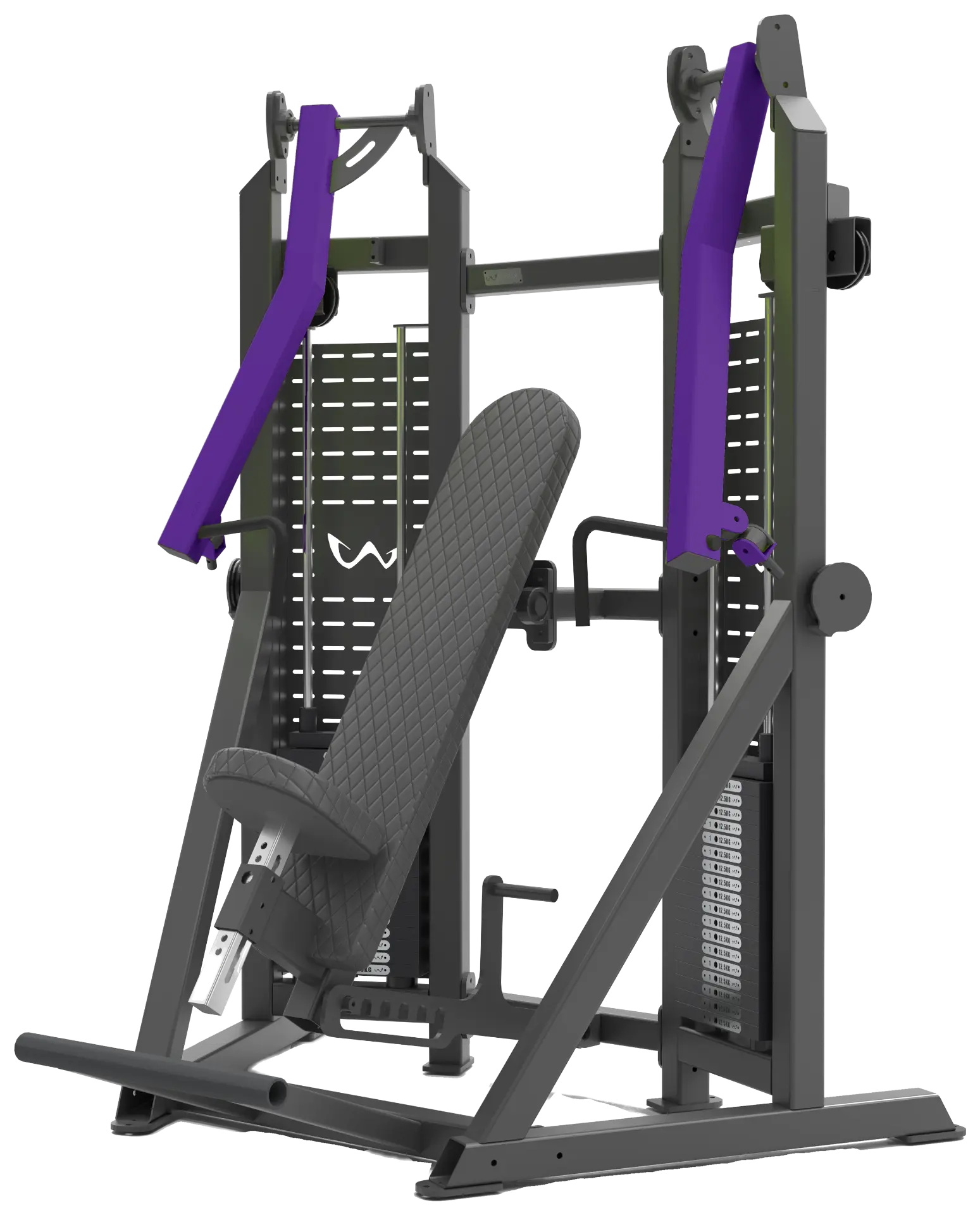 Watson chest press, matte black frame with deep purple arms