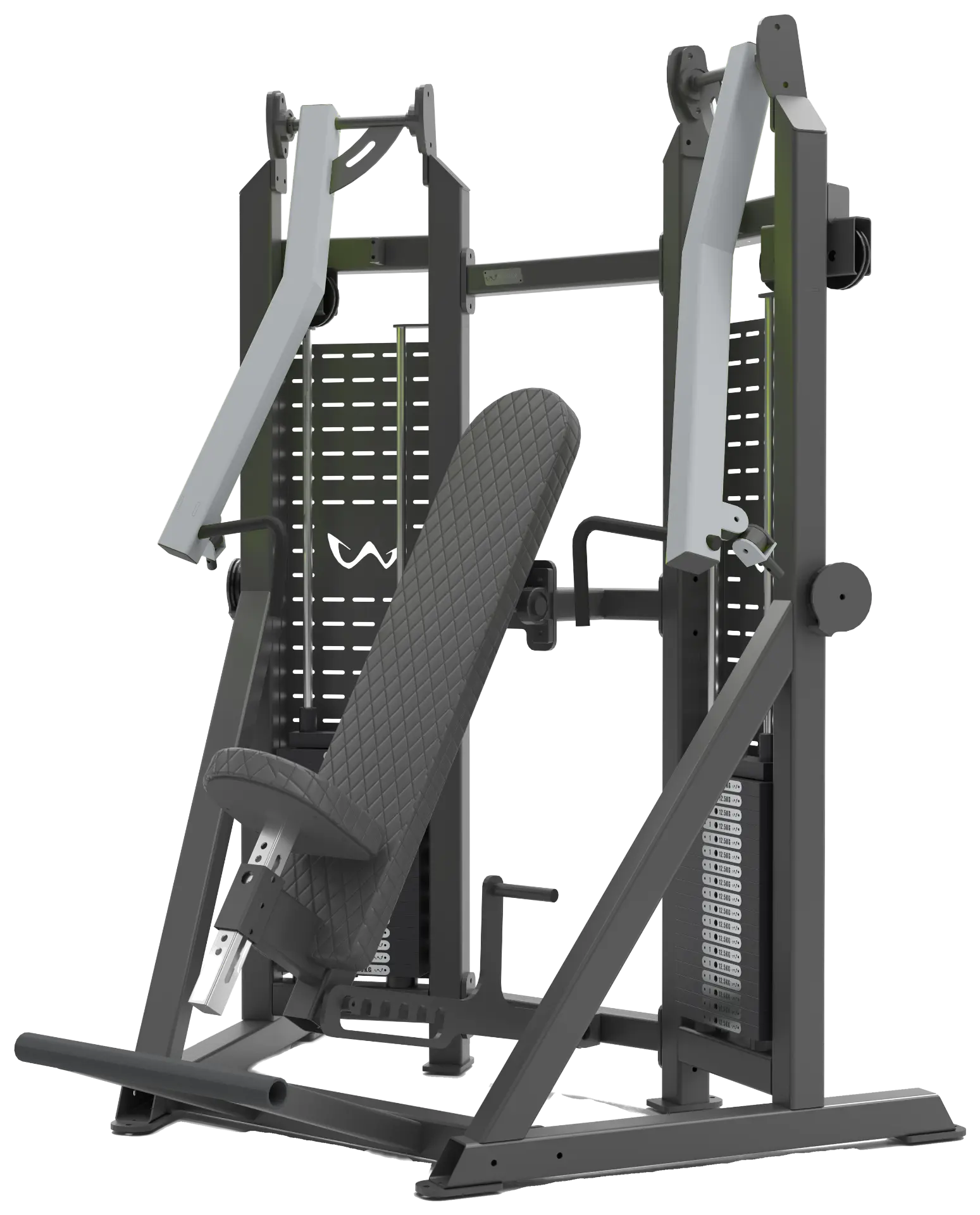 Watson chest press, matte black frame with silver arms