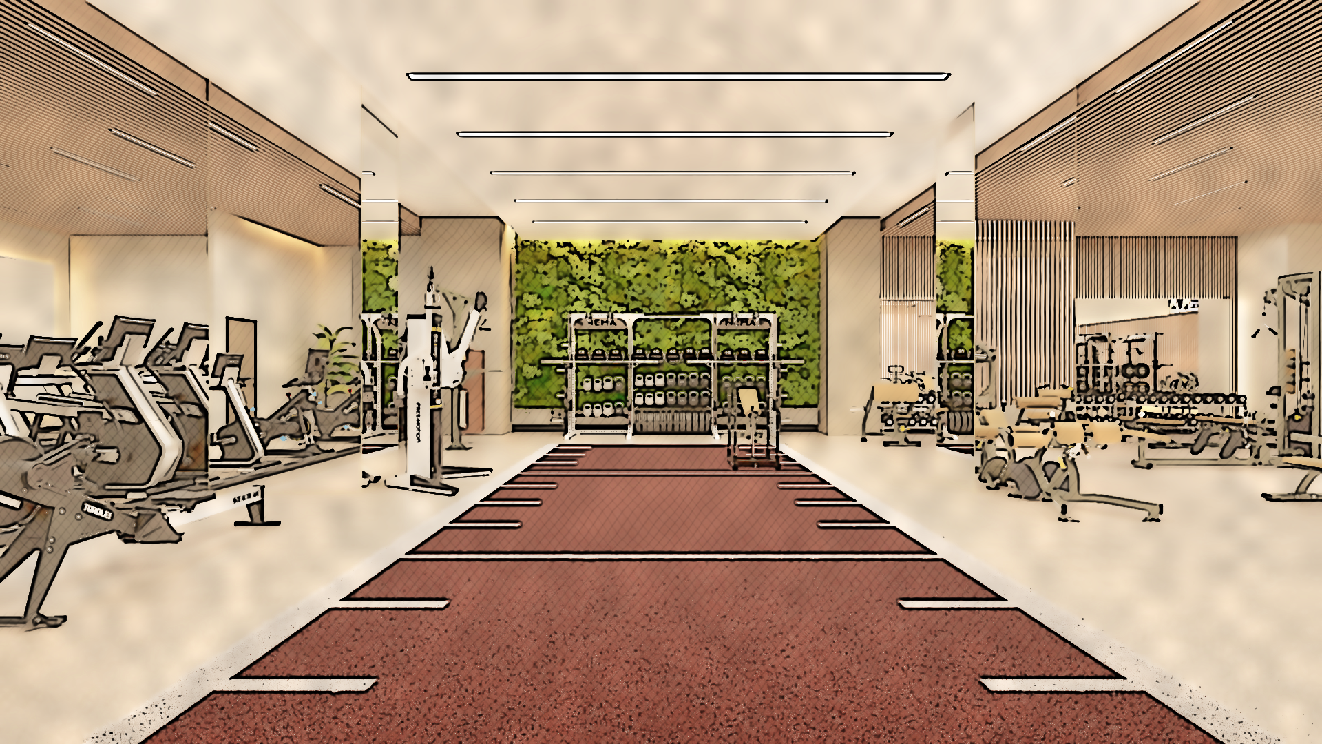 Gym design sketch: finished training space