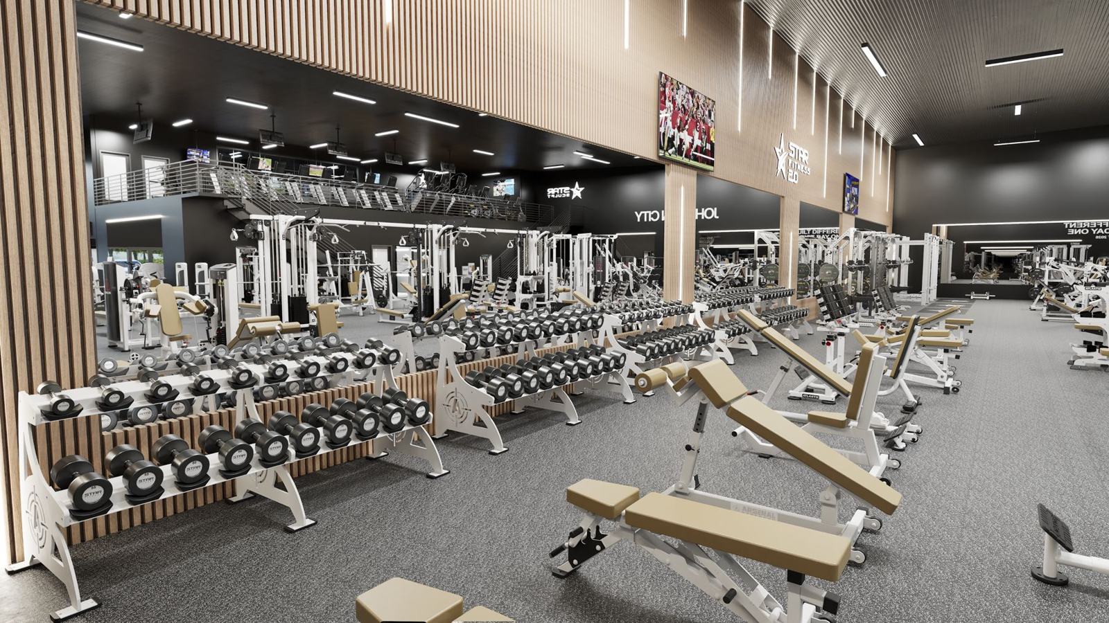 Full-service club · Tennessee: gym design render, view 2