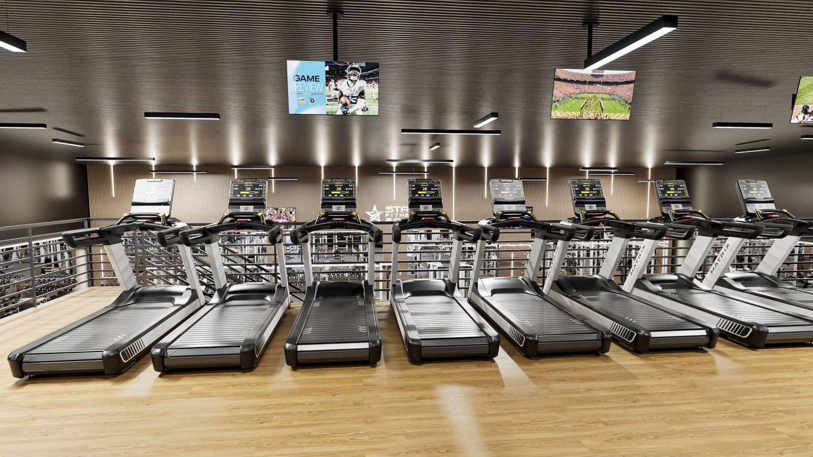 Full-service club · Tennessee: gym design render, view 3