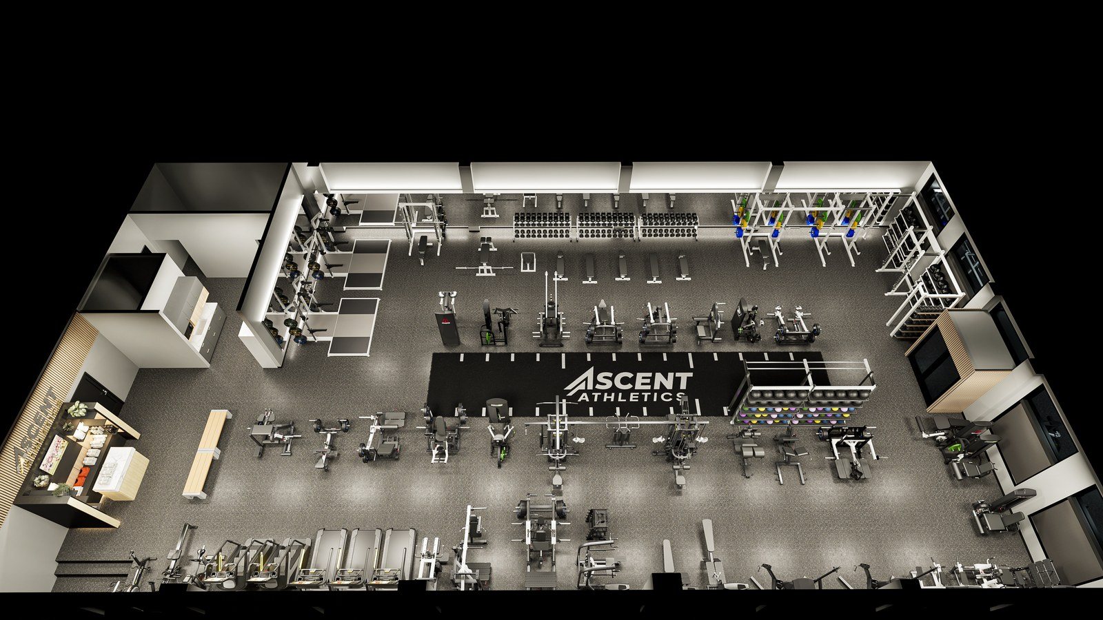 Athletic performance gym: gym design render, view 6