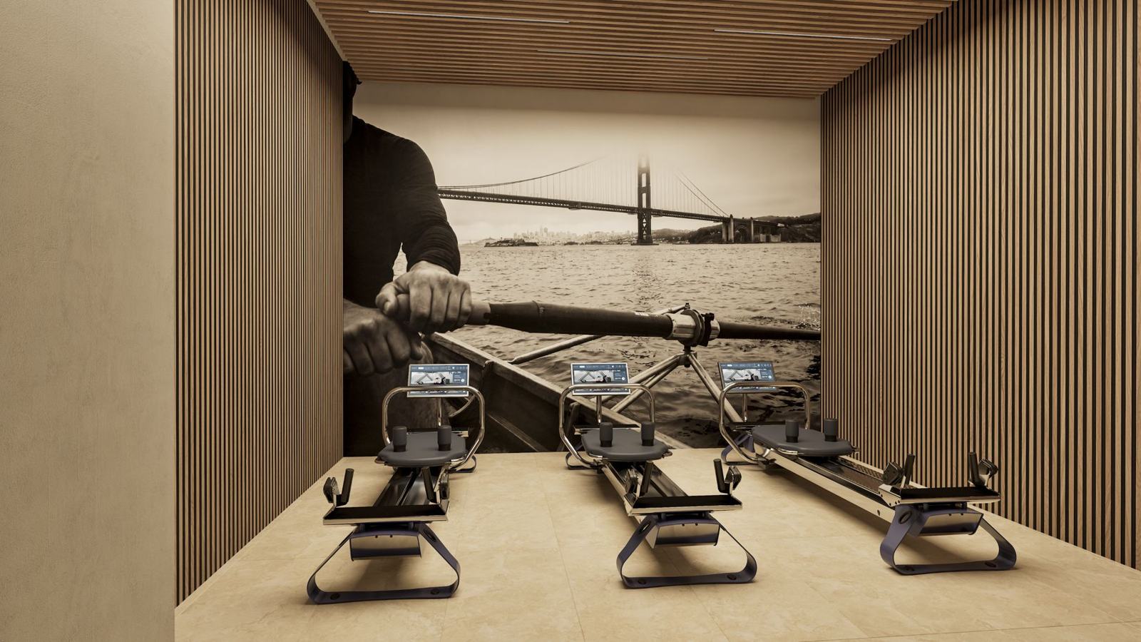 Luxury residential tower · San Francisco: gym design render, view 2