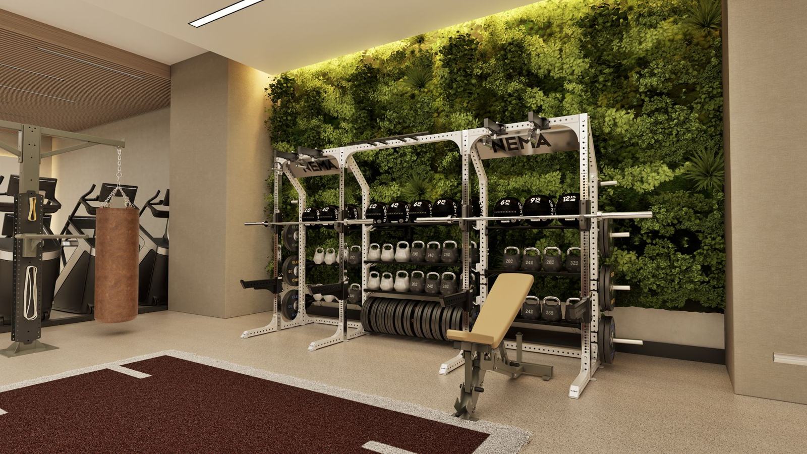 Luxury residential tower · San Francisco: gym design render, view 4