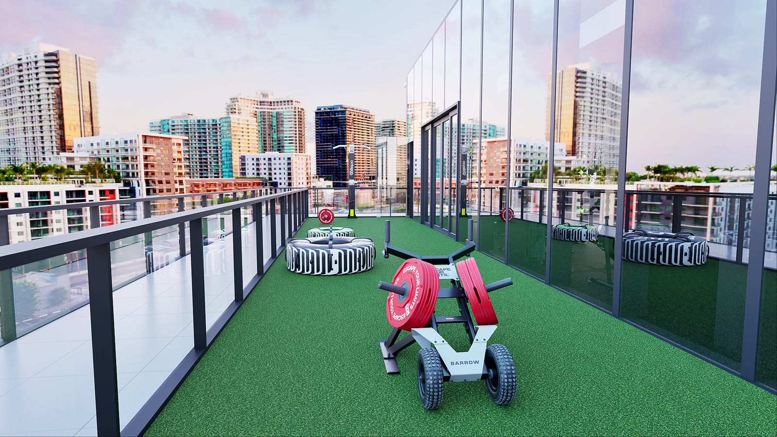 Luxury residential tower · Miami: gym design render, view 5