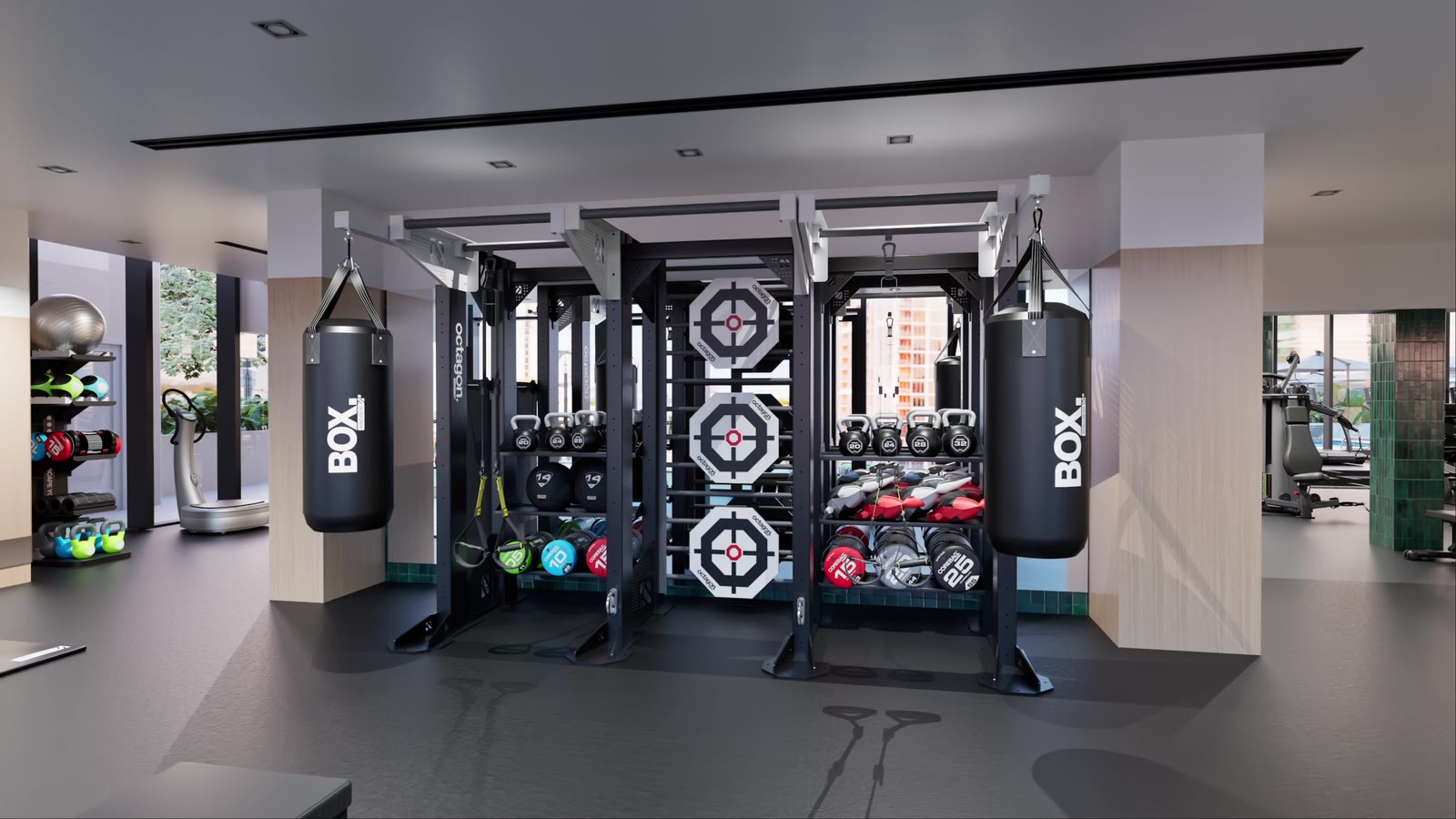 Luxury residential tower · Miami: gym design render, view 6