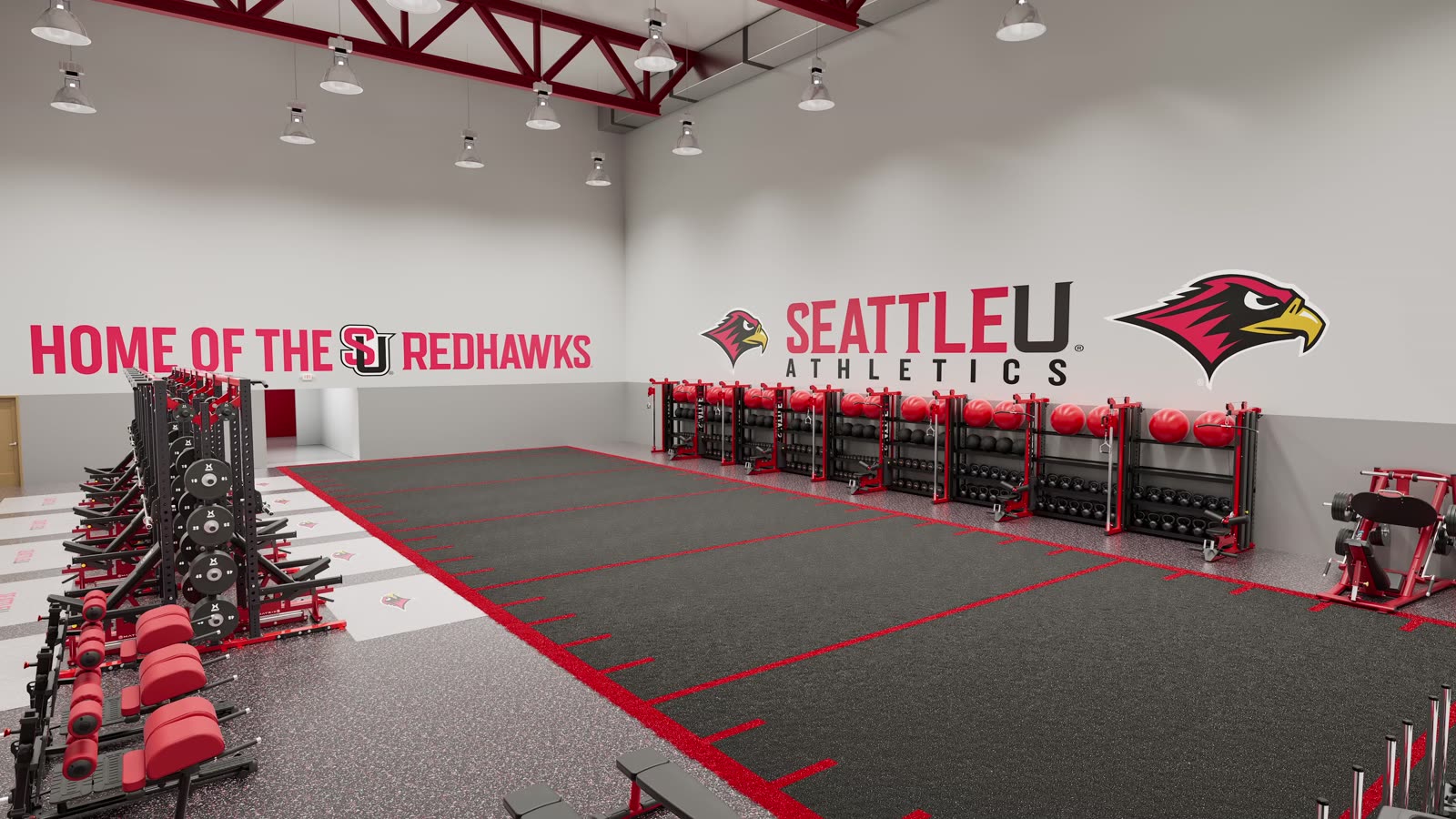 University athletics · Seattle: gym design render, view 1
