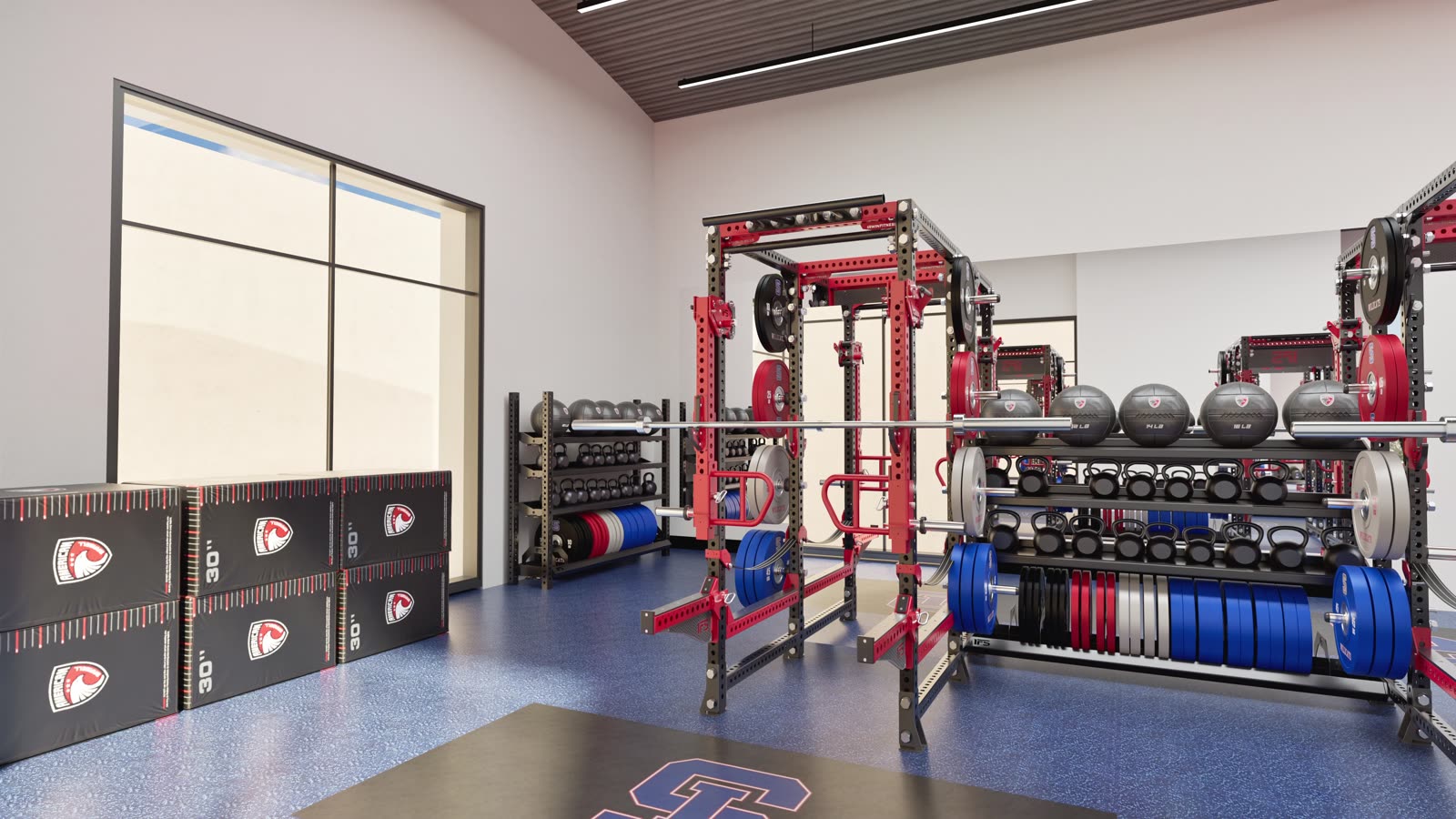 College prep performance center · San Francisco: gym design render, view 2