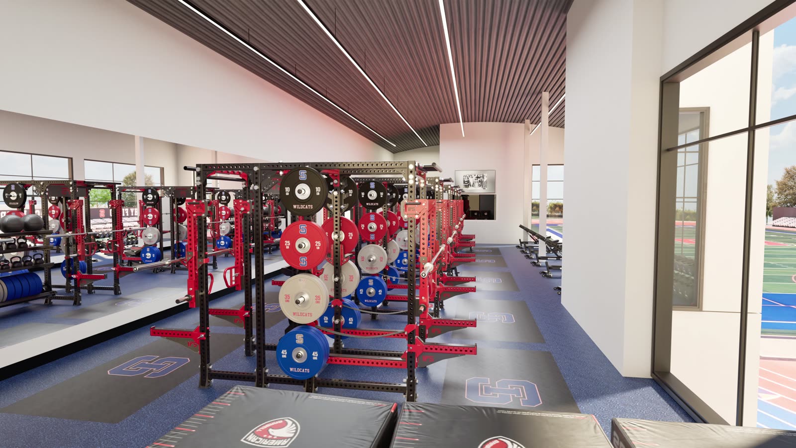 College prep performance center · San Francisco: gym design render, view 3