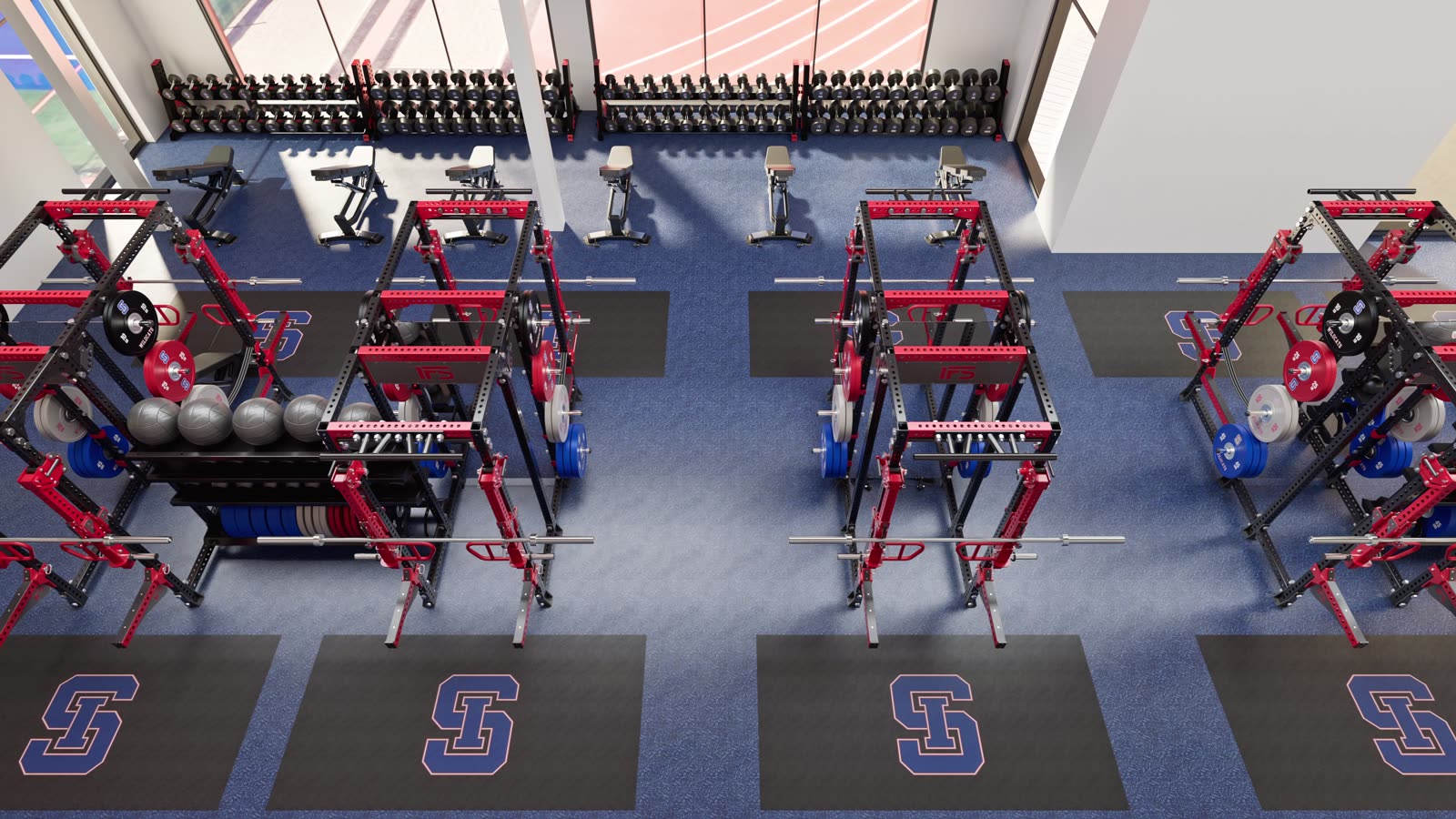 College prep performance center · San Francisco: gym design render, view 4
