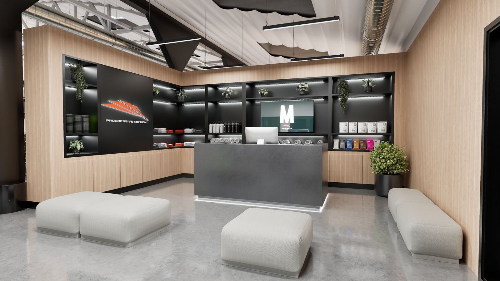 Physical therapy and performance clinic: gym design render, view 2