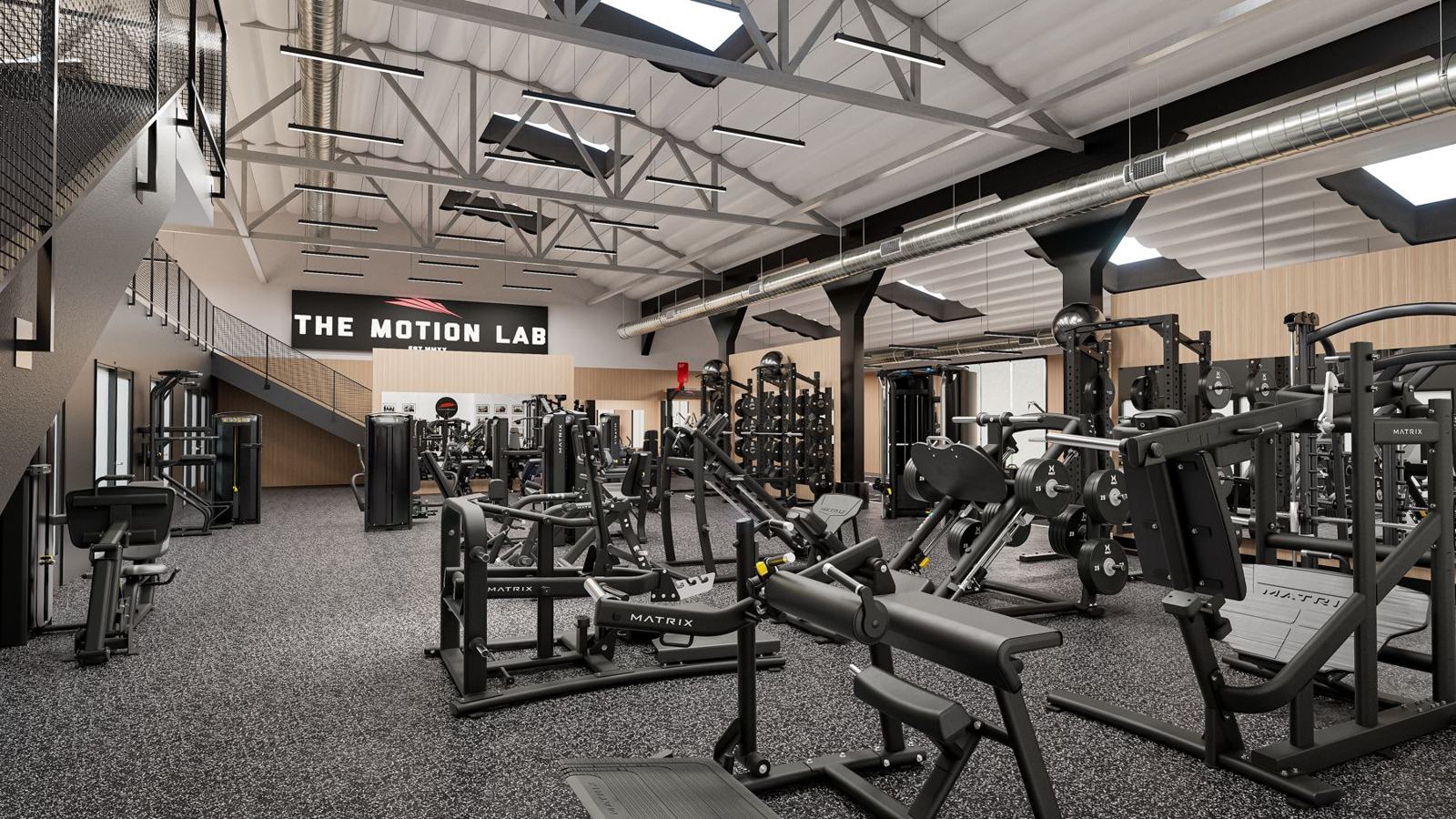 Physical therapy and performance clinic: gym design render, view 4
