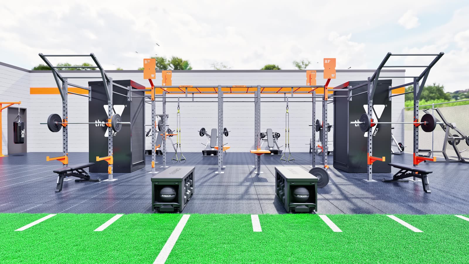 Community outdoor training yard · California: gym design render, view 1