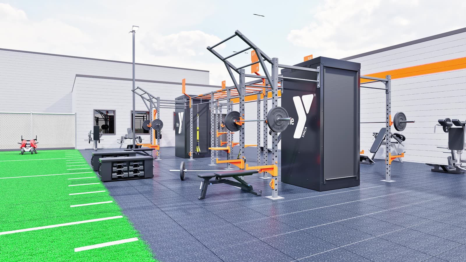 Community outdoor training yard · California: gym design render, view 2