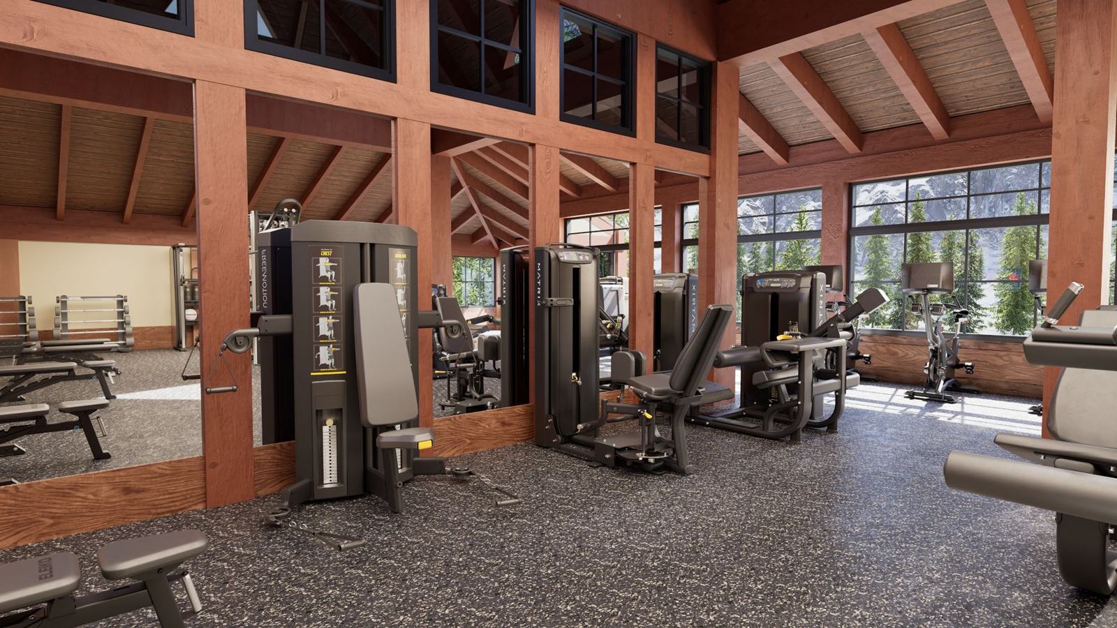 Private golf club: gym design render, view 2
