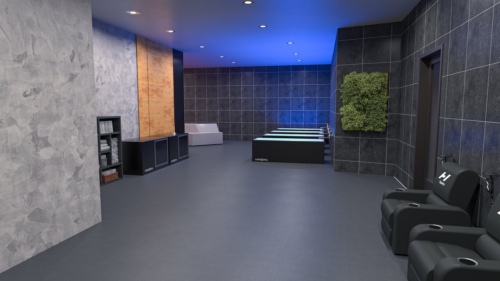 Recovery and wellness: gym design render, view 4